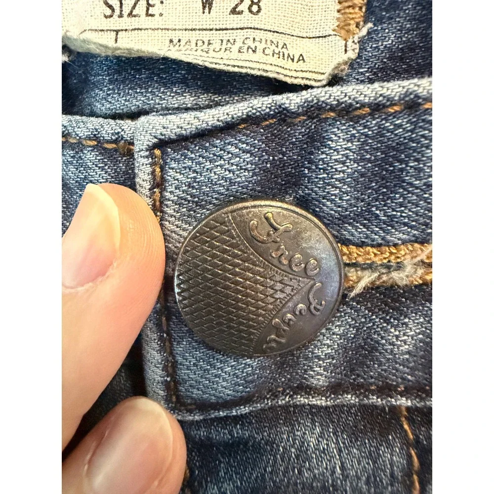 Free‎ People Womens Distressed Skinny Jeans Blue Size 28 Knee Slit Denim 61855